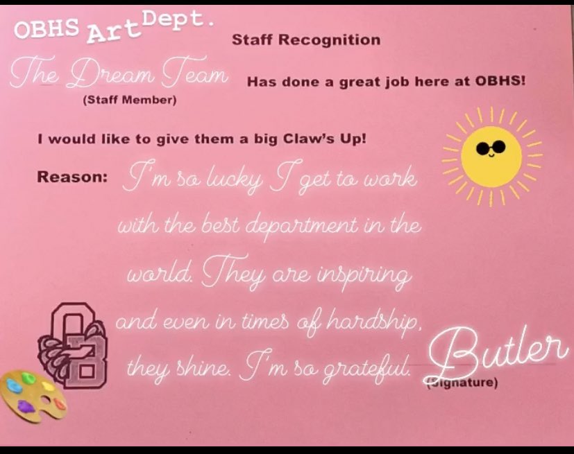 The Berlin Art Dept Chair (Mrs Butler) sent a shout out to her colleagues today.  #ShoulderToShoulder🐻
#3140BSR✔️
<a href="/OBHS_Art_Dept/">OBHS ART</a> @kjrpoehler <a href="/ObhsStudent/">OBHS Student Services</a>