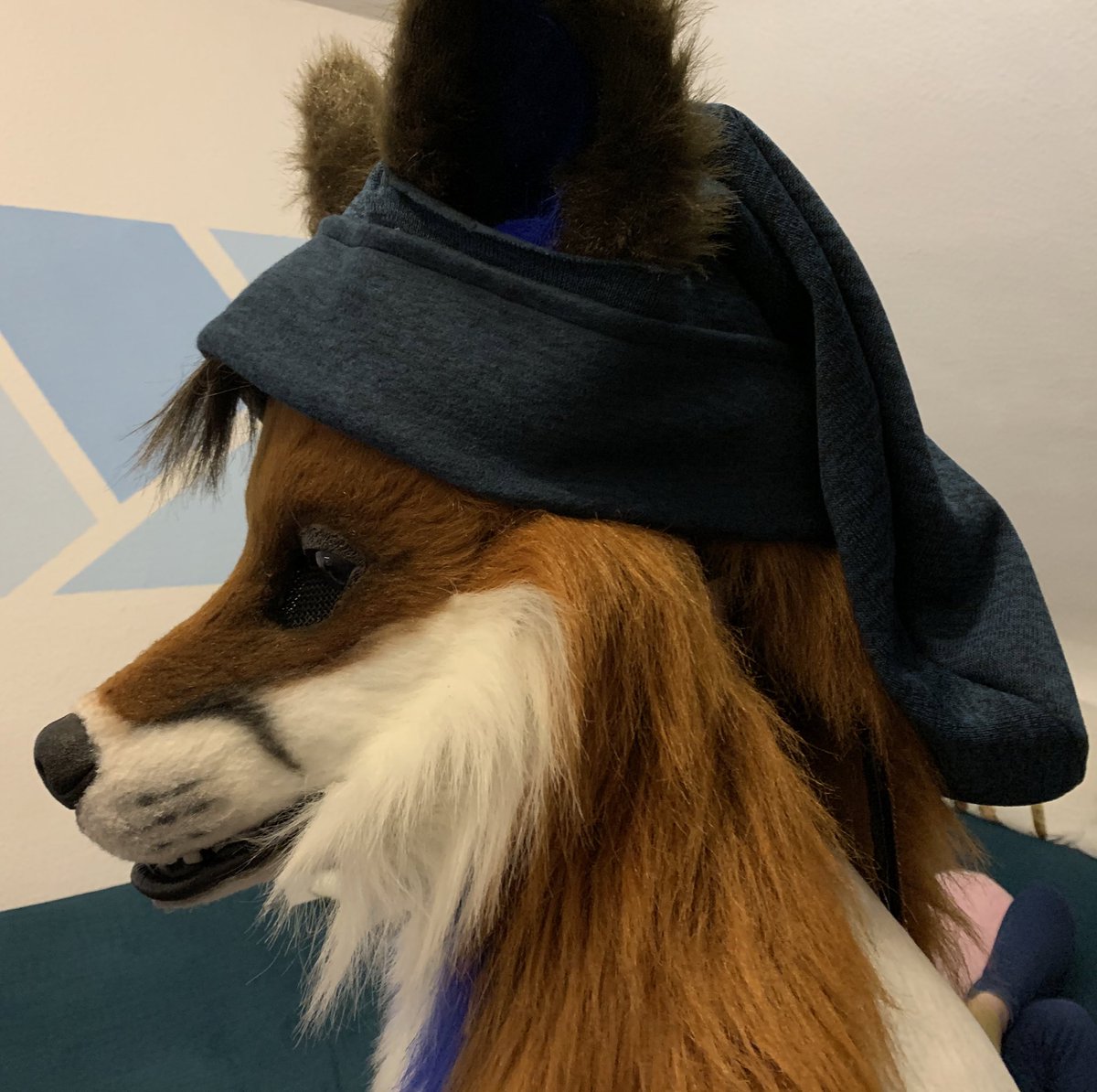 nov_craft's tweet photo. We went to NFC this year and @FuzzyFox_  needed some warm beanie for his head, I think it turned out really cool. What do you think ? https://t.co/bpQ9sMI1BU