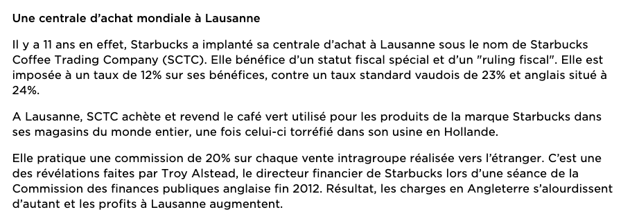 This was Starbucks's coffee selling scheme https://www.rts.ch/info/economie/5178524-la-firme-starbucks-echappe-en-partie-a-l-impot-grace-a-sa-filiale-suisse.html