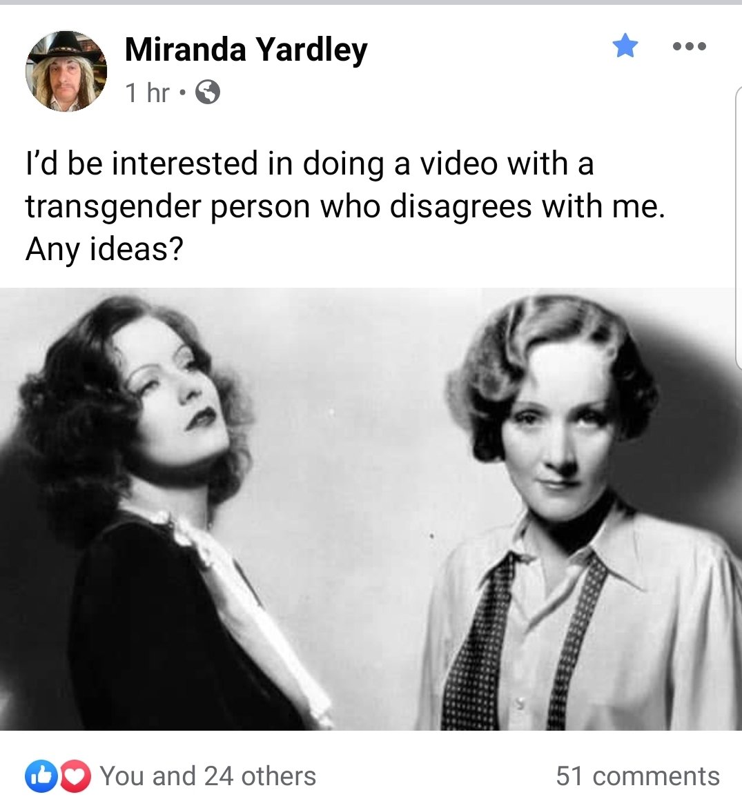 Can we make this happen folk? Is there anyone on the opposition willing to have the discussion with Miranda? 

#TransDebate #WrongKindOfTeans