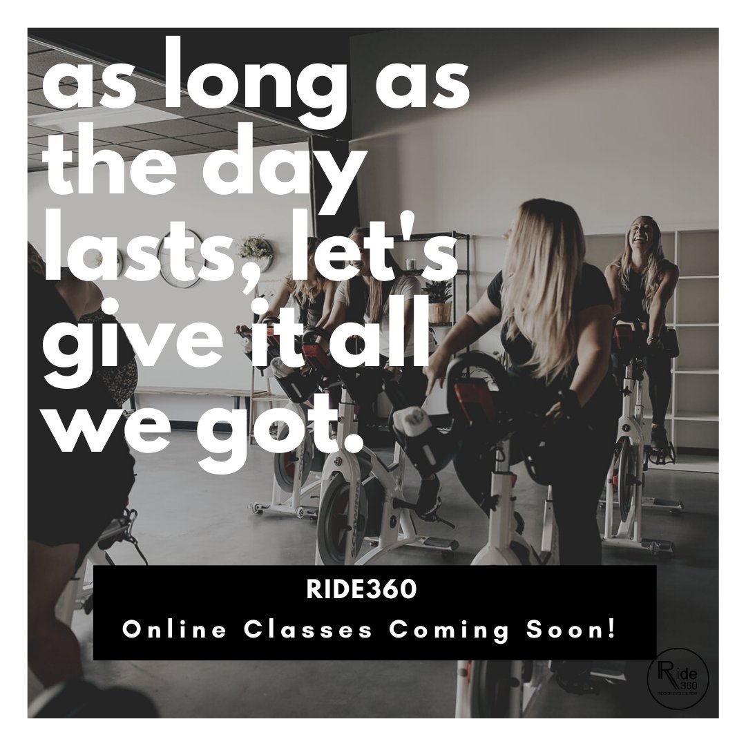 Giving it all we've got to serve you. Cycling classes as well as Full-body workouts coming to you online. Stay tuned for details. Can't wait to see you all.