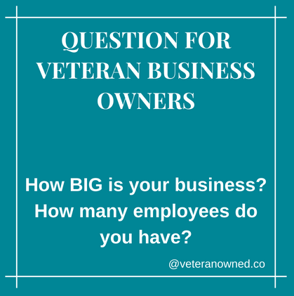 Do you have employees? How big is your team, and when did you begin to hire? We hear it's hard to find good help, these days...share hiring horror stories if you've got 'em. 

#veterannetworking #veterancollective #veteranownedcollective #militaryinbusiness #voctribe #vocnation