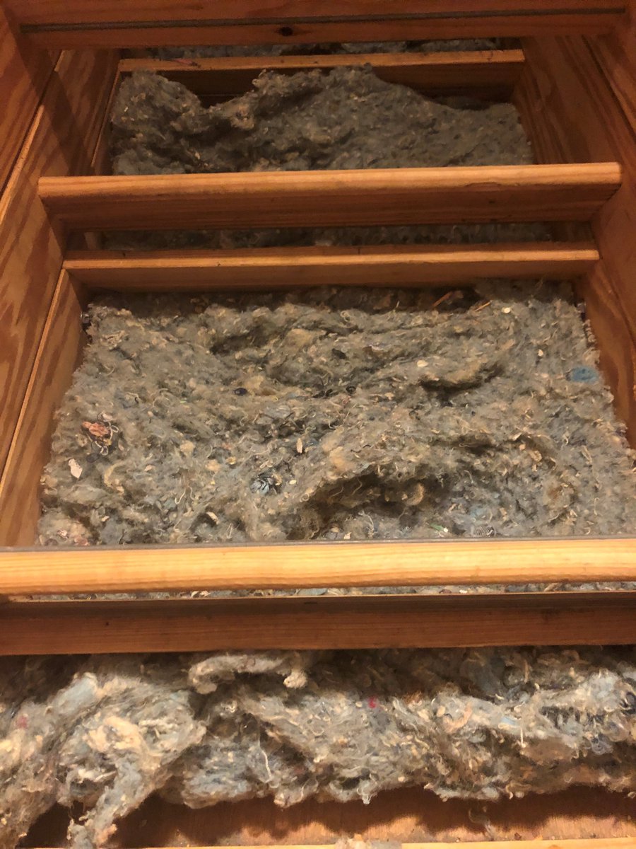 There is the non-photogenic, but  #EnergySaving recycled blue jean insulation in my attic for improved  #EnergyEfficiency in this  #Houston heat. 7/