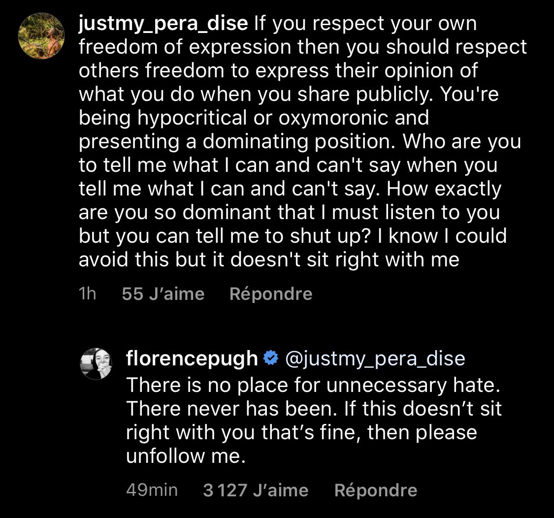 Florence Pugh claps back at some annoying “fans“ in her video’s comments.
