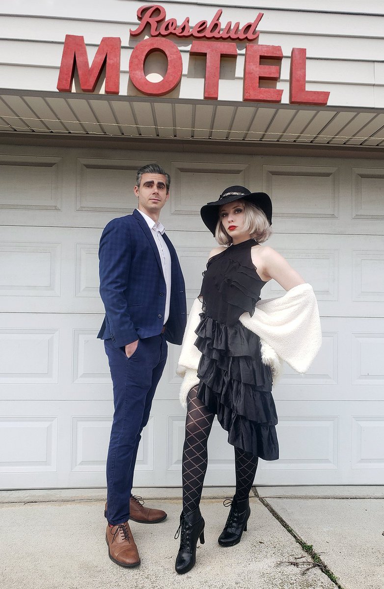 iamjames84's tweet photo. To celebrate six seasons of a beloved show, we decided to watch the series finale dressed in character as Johnny and Moira Rose from @SchittsCreek @Realeugenelevy @danjlevy #SchittsFinale #SchittsCreek https://t.co/gmyU3HGoB4