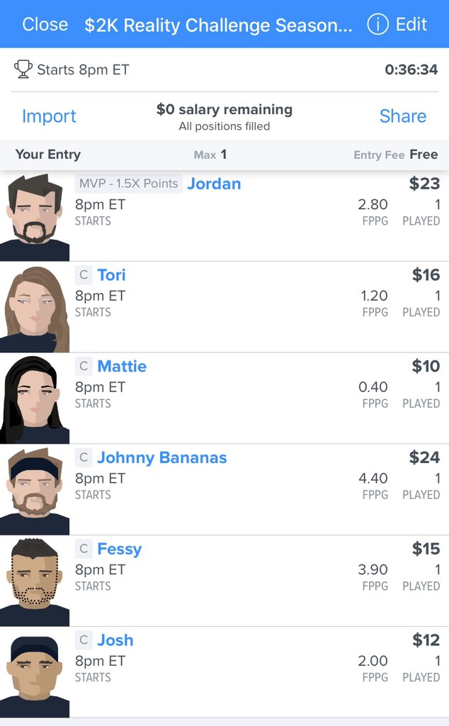 nick_mcferren's tweet photo. Come on team let’s get me this win #challengefantasy #challenge35 https://t.co/JGB9cFa2Gn