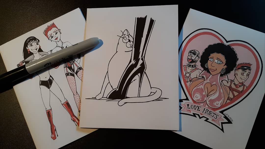 FetishArtist's tweet photo. I'd like to throw some stickers in with the commission for @MissMelsPond but a Kinko's run is out of the question. So I've included some exclusive greeting cards from my home printer. #FetishForLife #FemDomArt #fetishart #bootworship #bootlovers https://t.co/halkVXY5L9