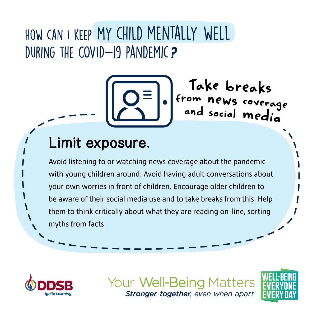 Your Well-Being Matters - Stronger Together- Even When Apart
Focusing on Self-Care during the COVID-19 Pandemic 
#DDSBwellbeing <a href="/SMHO_SMSO/">School Mental Health Ontario</a>