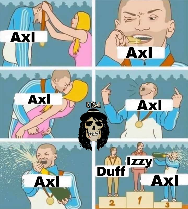 KayIsbell21's tweet photo. Casi nunca hago memes arenosos, mas que nada porque trato de no faltar el respeto a gente sensible. Pero esto nadie me lo niega, que Axl tenga mas seguidores por el hecho de que cantaba chido no significa que sea mas talentoso que Izzy https://t.co/aKLHWAfG3I