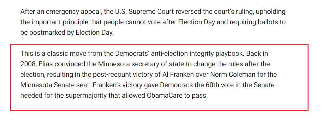 54) Did you know that Al Franken was elected in a recount in Minnesota when election laws were changed after the election? https://www.foxnews.com/opinion/coronavirus-elections-wisconsin-democrats-harmeet-dhillon