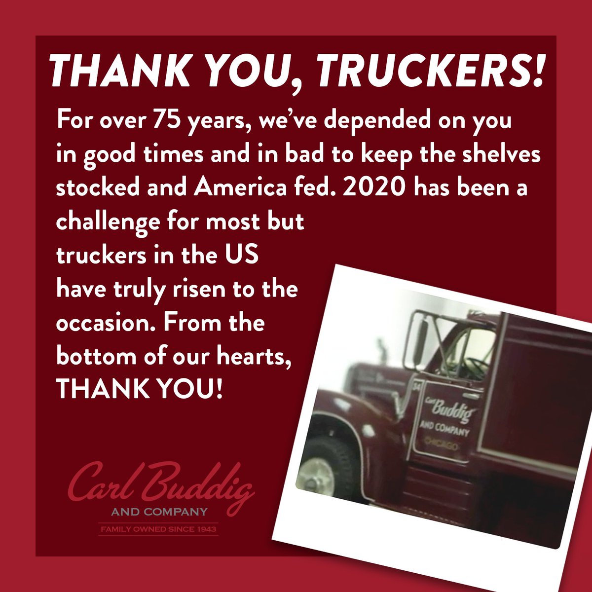 A special thanks to the truckers working hard to transport food to grocery stores everywhere! #ThankYou