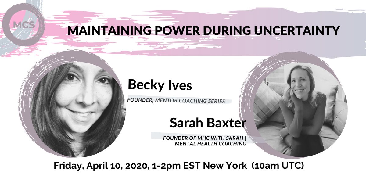 connectbeck's tweet photo. Great guest this Friday on MCS Gatherings.. we're talking mental health strategies for dealing with uncertainty with my friend Sarah Baxter. https://t.co/zYtowV3OGh

#mentalhealth #smartstrategies #coaching #help #covid19 #mentorcoachingseries https://t.co/M7nNlqBatF