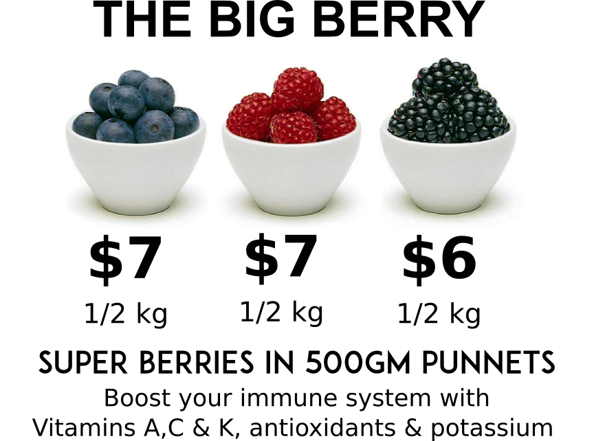 AVAILABLE NOW at the Farmgate by appointment - load up at these great prices. Build your immunity. Get a real tasty health boost. Minimum order of 6 punnets.