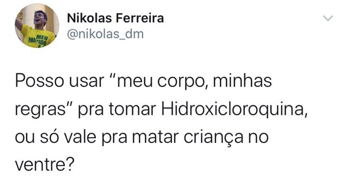 "Meu corpo minhas regras" por <a href="/nikolas_dm/">Nikolas Ferreira</a> 👏