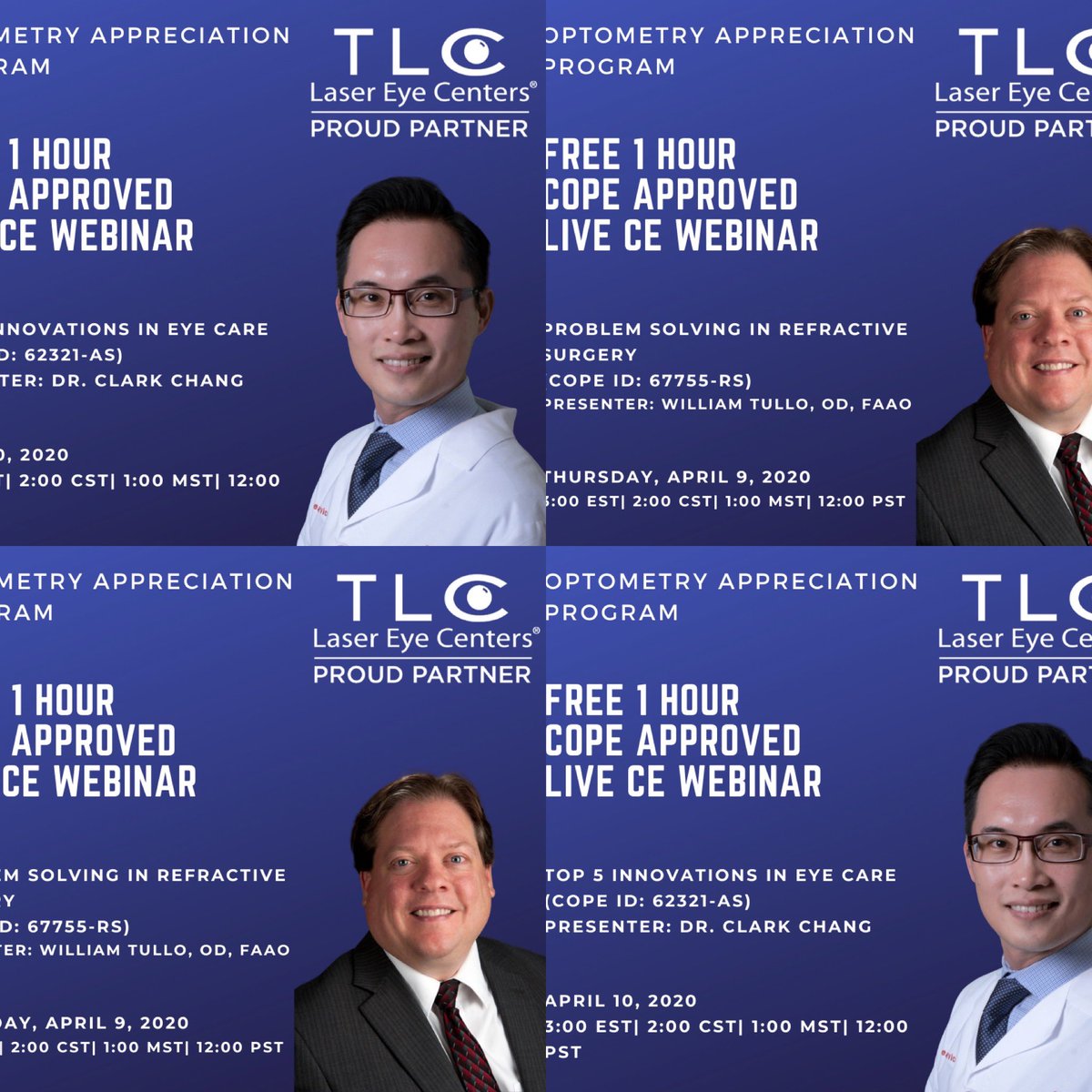 As promised to 3500+ ODs who has joined my free #giveback CEs so far, added 1 new CE on 4/09 (Reg👉 bit.ly/2JM7T9J ). Back by popularity, I was asked for a CE re-run on 4/10 (✌️ bit.ly/3e55HI6)! #WeAreInThisTogether #StrongerTogether <a href="/DrBridgitte/">Bridgitte Shen Lee</a> @pismoeyedoc