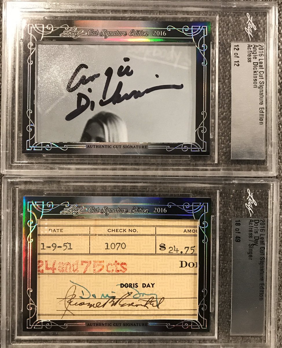 Trying something different now. Doris Day and Angie Dickinson cut autos from  @leafceo’s 2016 Cut Signature edition. FREE to someone you think would like these. You just nominate them and follow someone new in the hobby. No need r/t or follow me.  @CheapFunBreaks  @WatchTheBreaks