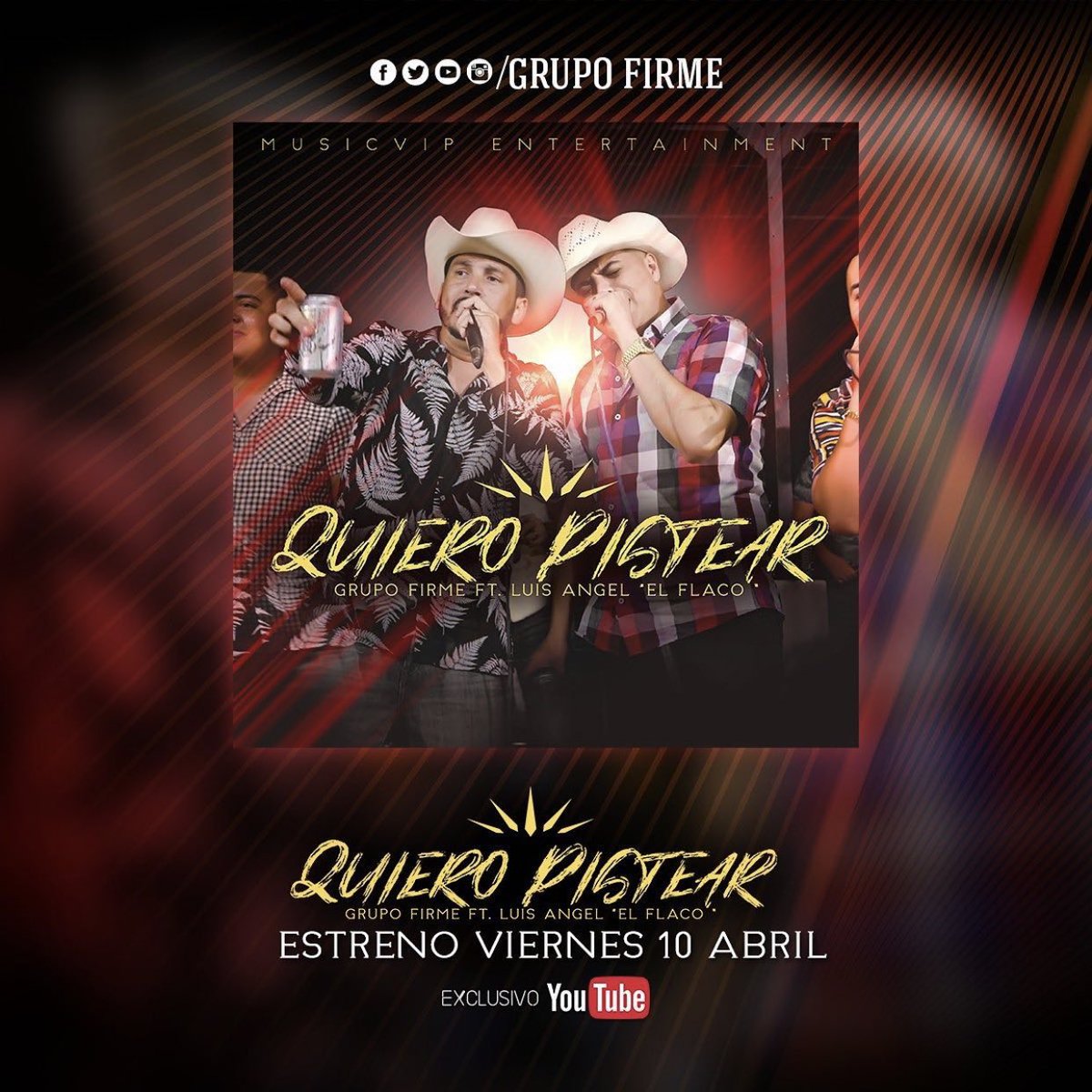 luisangelelfla's tweet photo. Este viernes #QuieroPistear otro dueto más con mis compás de @GrupoFirme @CazEduin a través de YouTube https://t.co/Eit5XBWi1P