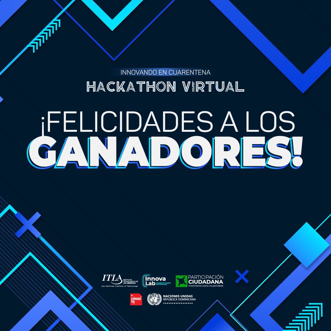 ITLARD's tweet photo. ¡Ya tenemos los ganadores en este Primer Hackathon Virtual #InnovandoEnCuarenta! 🏅🥈🥉👏🏻Felicitamos a cada uno de los integrantes que formaron parte de esta causa, de desarrollar herramientas tecnológicas para mitigar los efectos del #Covid19 en RD. #HackathonVirtualITLA https://t.co/QAMP09Y619