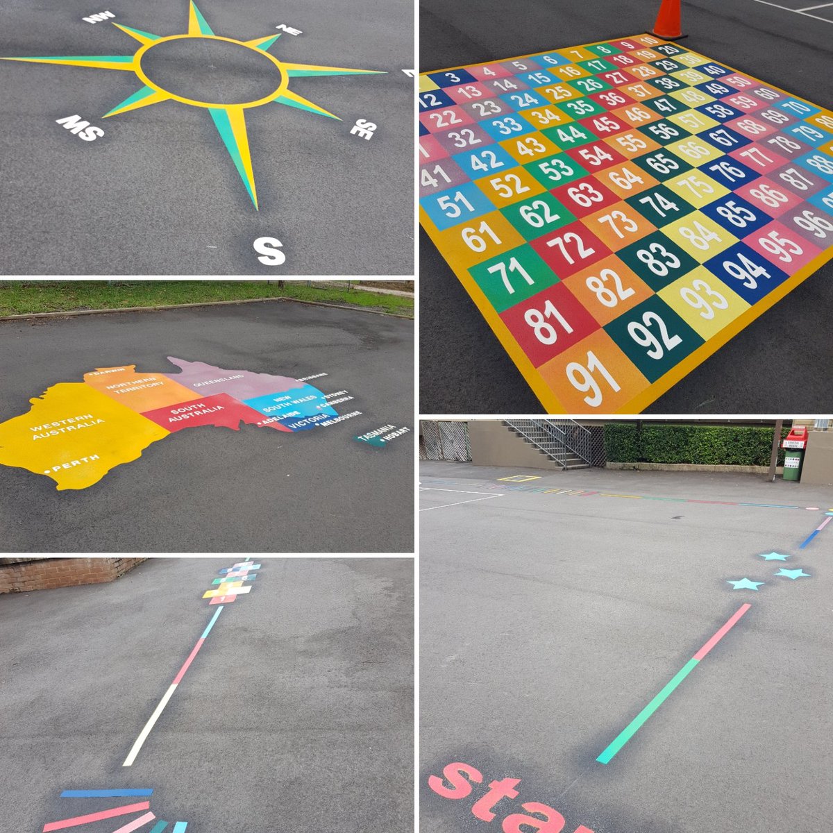 BelNorrie's tweet photo. New playground marking today! This will be such a treat when we are all back onsite! @BalgowlahNthPS https://t.co/o4bpKCrAQ1