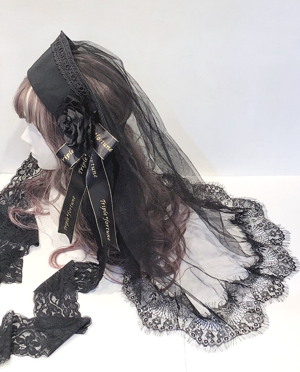 日本直売 トリプルフォーチュン ベールヘッドドレス 黒 - ヘアアクセサリー