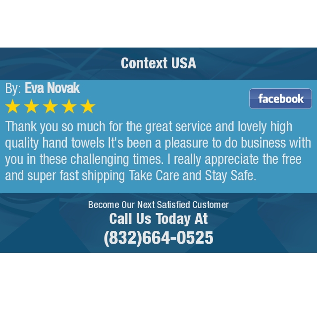 ContextUSAcom's tweet image. 5 Star: Eva N. "Thank you so much for the great service and lovely high quality hand towels It's been a..." bit.ly/3c0z1if