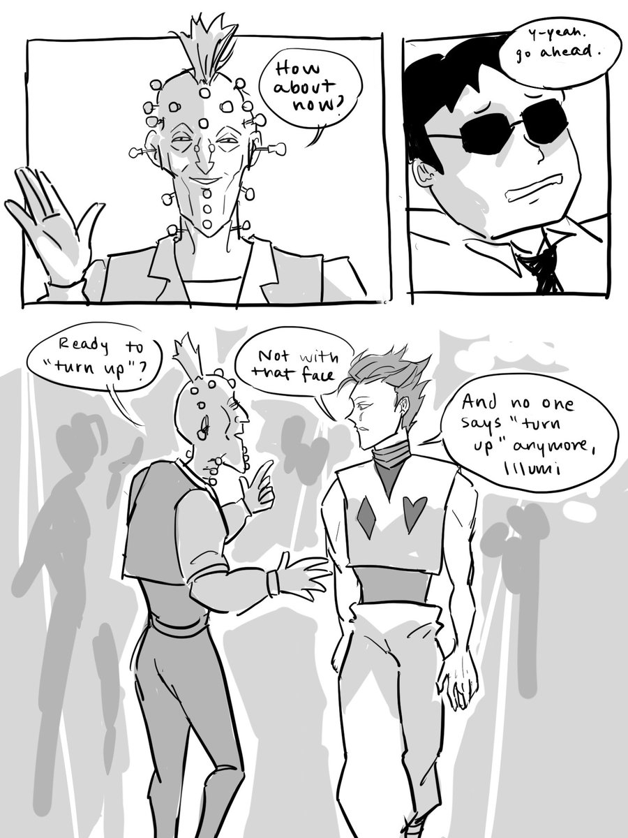 Saw a post about illumi king of body horror and being gross for no reason so I bid you goodnight with this quick comic
#hxh #hunterxhunter #illumi #hisoka #hisoillu