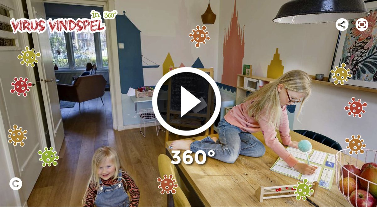 Thuiswerkend en in de avonduren gemaakt is dit mijn bijgedragen steentje in deze rare tijd. Kort virtueel spel over het corona-virus voor en door kinderen. Leuk voor kinderen, vast ook voor volwassenen. Veel plezier! bit.ly/360corona (door <a href="/okijk/">O kijk! Virtuele tours</a>) #BlijfThuis #coronanl