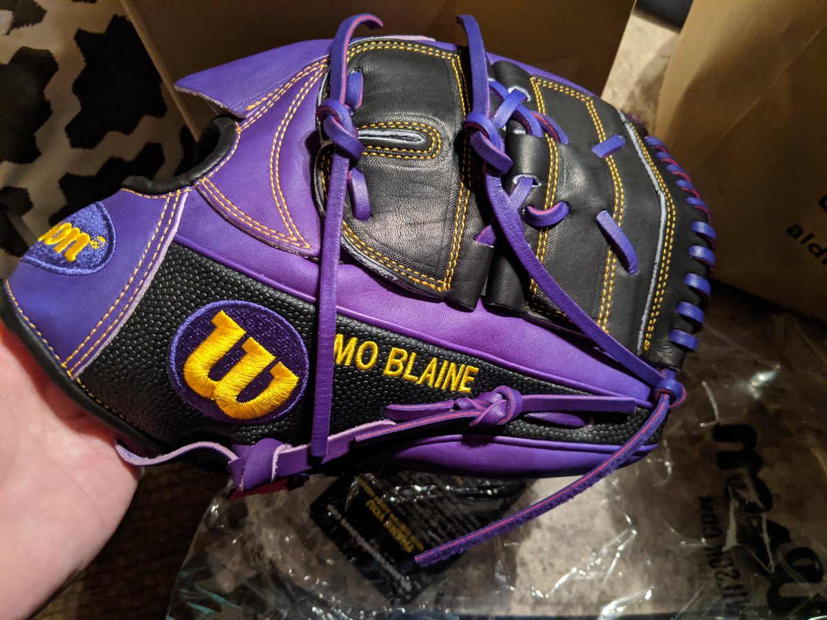 MOs_Catcher's tweet photo. When #COVID19 shut down the country, I thought for sure it's going to be a long time until Mo's custom glove comes! This was ordered back in February! I've never been so excited for Mo to see his Easter Basket! #AngryBearNation #JacksonBaseball #13UStealth #HallofFameBaseball https://t.co/P8kbWMcu9F