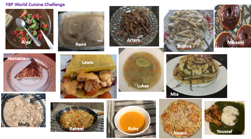 HisartF's tweet photo. A mixture of savory and sweet dishes from around the world created by our Year 8 students at home. Wonderful!
#HisFoodandArt#distancelearning#creativestudents https://t.co/o18tLP7lY7