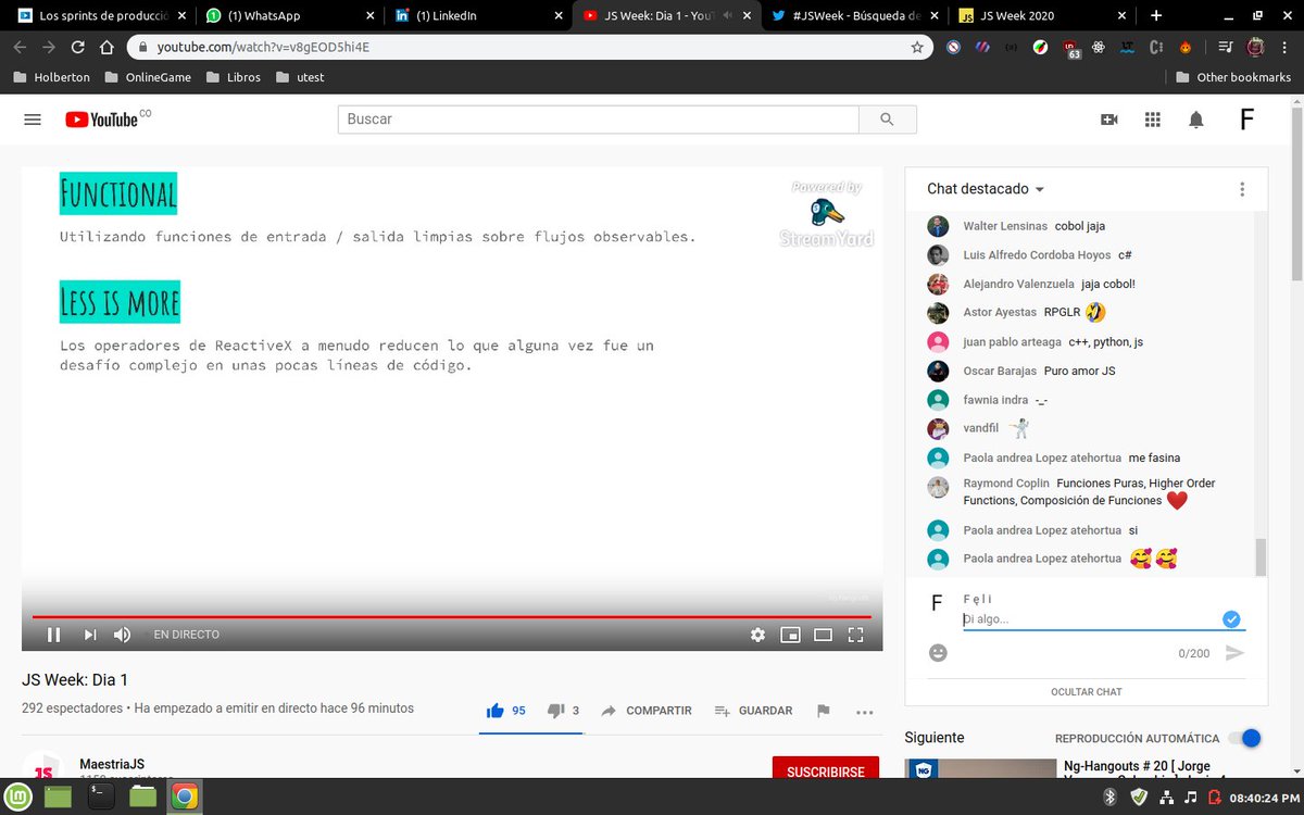 FeliPrado2's tweet image. Que bonito es aprender más de #ReactiveX en el #JsWeek