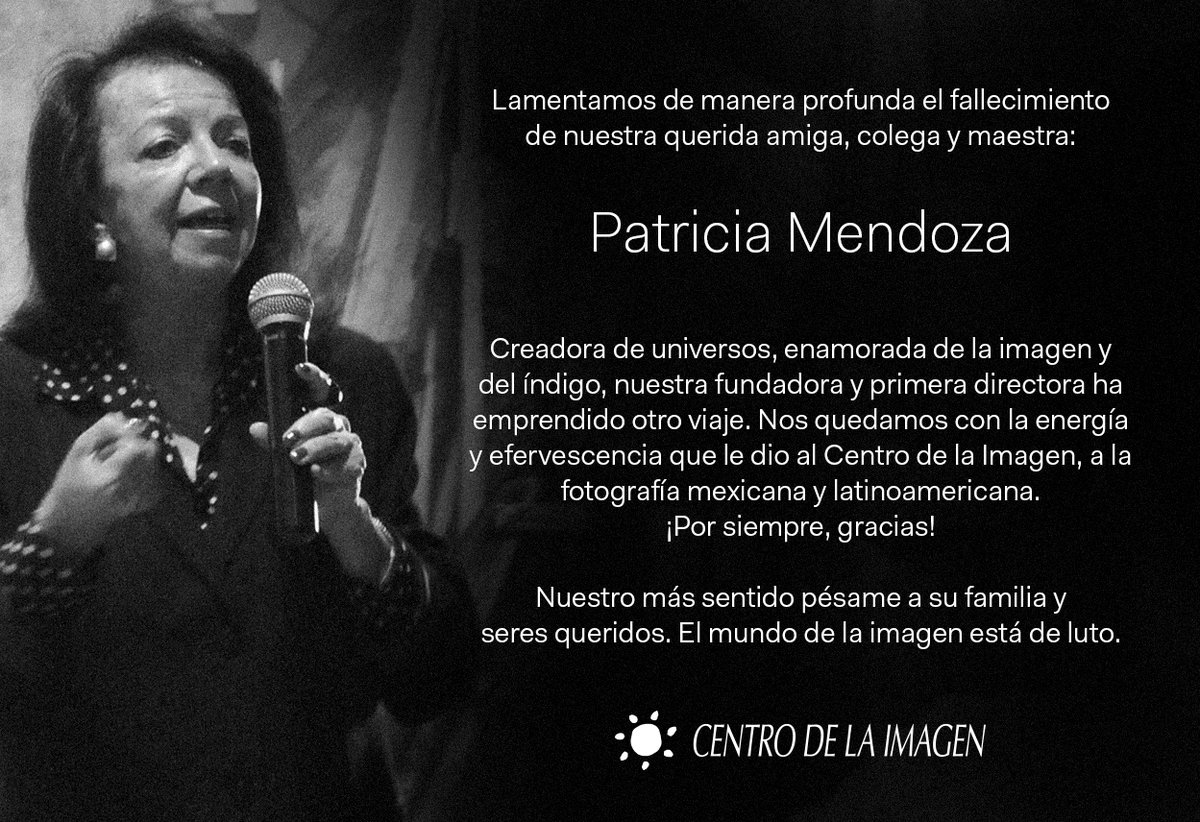 Creadora de universos, enamorada de la imagen y
del índigo, nuestra fundadora y primera directora Patricia Mendoza, ha emprendido otro viaje.

Nuestro más sentido pésame a su familia y seres queridos. El mundo de la imagen está de luto.

¡Por siempre, gracias!