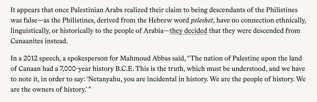 He makes it very clear the purpose of his article is to deny Palestinian claims to the land. When you have to focus on denying other's claims, you have a very weak arguement. Here is his claims about my people, which I will address in turn.