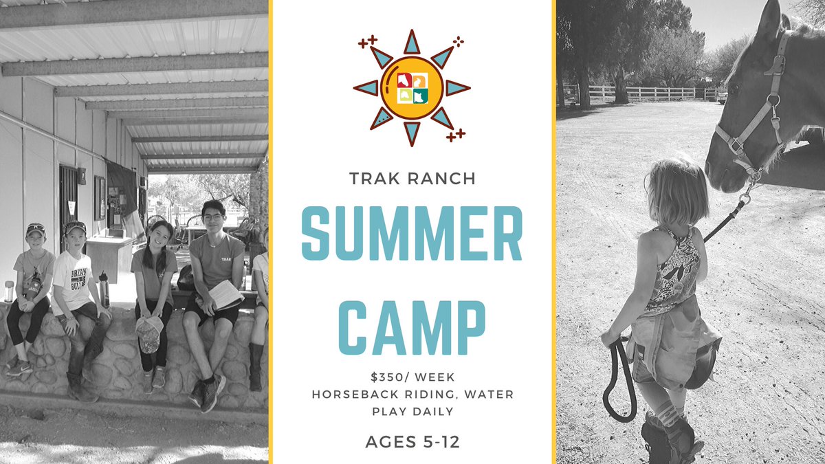 Registration is open for Summer Ranch Camp! Ages 5-12, horseback riding and water play daily, crafts and more! Starts May 25, weekly sessions. traktucson.org/summercamp