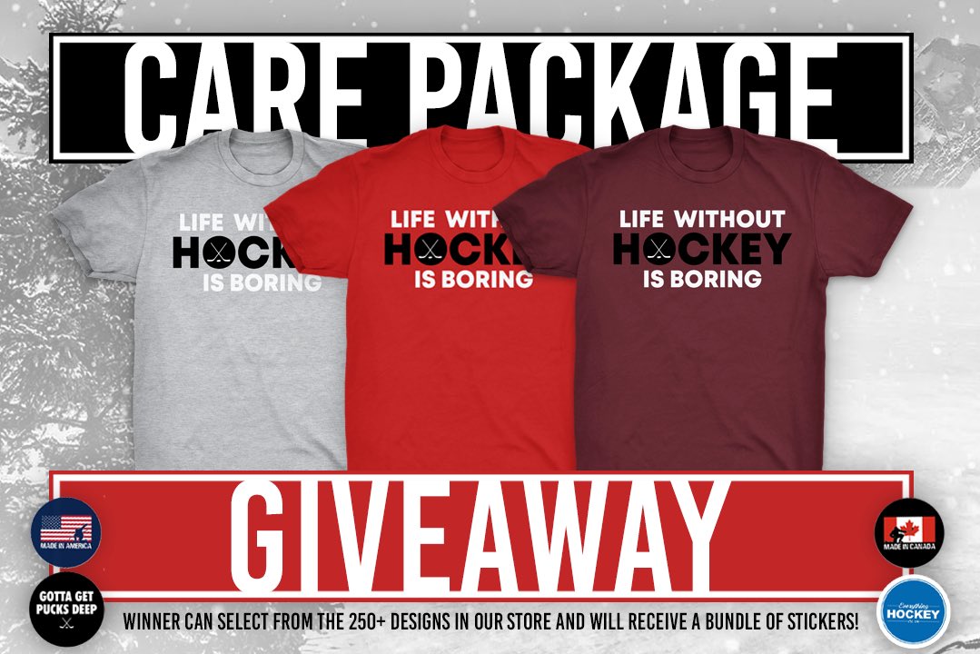 🚨CARE PACKAGE GIVEAWAY🚨

Retweet for a chance to win a care package from us! Must be following <a href="/EHClothing/">Everything Hockey</a> in order to win. Two winners will be selected on 4/22. Good luck everyone!

Shirts available here📲: bit.ly/NoHockeyLife