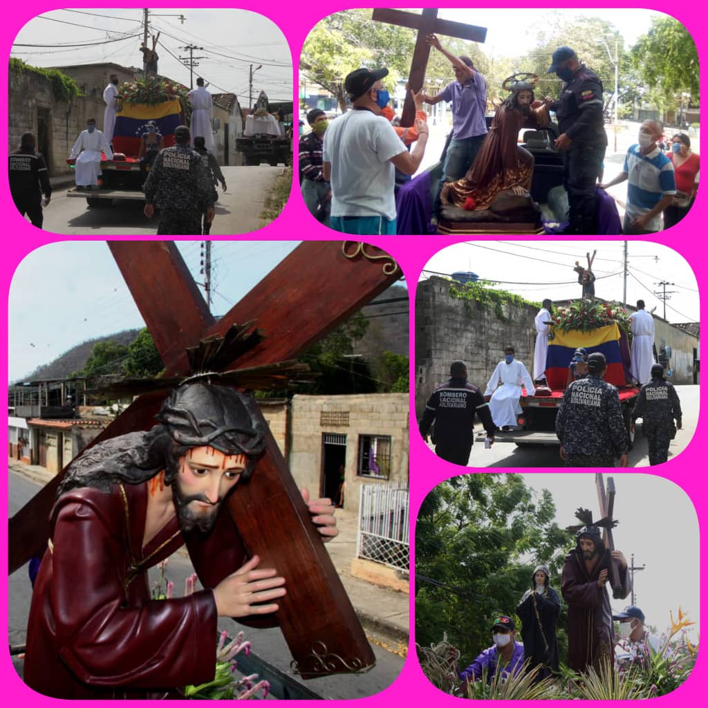 AlcaldesaV's tweet photo. Con motivo del miércoles santo y día del Nazareno bendito, hoy se realizó un recorrido con acompañamiento de los organos de seguridad y ante la notable ausencia de la feligresía.
Acatando las medidas preventivas por el Covid-19. https://t.co/05Pysrb43N