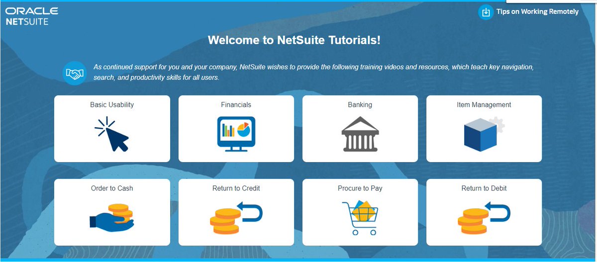Bariza_NetSuite's tweet photo. Working from Home? Now is a good time to brush up on your NetSuite essentials. We have put together a package of FREE video tutorials that you can all be completed on your own schedule. Access these NetSuite Tutorials now! 💻https://t.co/Cy1KV6IluO

#NetSuite #StayHomeStaySafe https://t.co/6xJ55DX9Q4