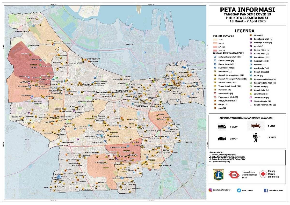 Perkembangan penyebaran Covid-19 di wilayah Jakarta Barat. PMI bersama unsur terkait bahu membahu meminimalisir penyebarannya dengan melakukan penyemprotan di wilayah Jakarta Barat.

#PMISiapBantu
#PMILawanCovid-19