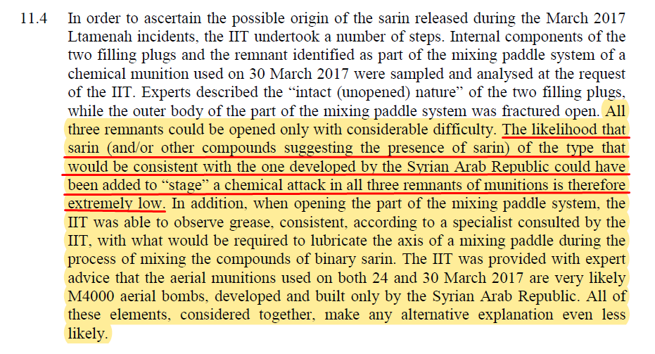 A similar argument concerns the two filler caps. They were screwed on, which was probably very difficult because of the corrosion. And then they found the same sarin in the threads. According to IIT, this is evidence of the actual use of the bomb. Is that so?