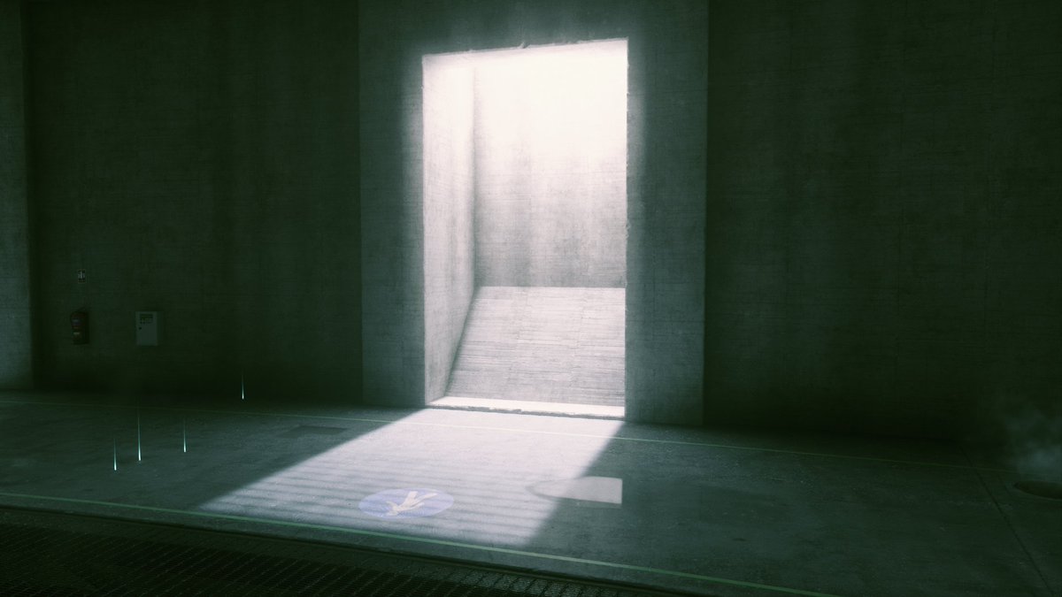 Here's something interestingThe light spilling from this shaft really doesn't make any sense, and is only there for aesthetics. But there's also something weird going on with the shadow mapping which is introducing lines and banding.Bit depth or interpolation issues maybe?