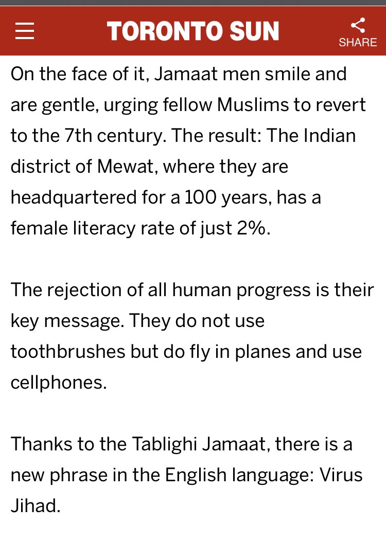 TarekFatah's tweet photo. India faces a ‘virus jihad’
https://t.co/DtU0gpPIri https://t.co/u7l4pVG8Qx