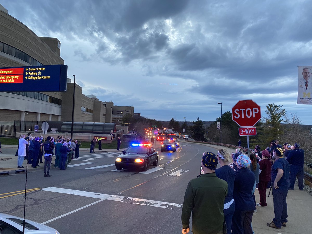CarolBradfordMD's tweet photo. #HailToTheFrontline so proud of all of you who are on the frontline helping patients and families.  So proud to see the parade of police and fire trucks thanking you for your service.  #GoBlue #COVID  #WeWillGetThroughThisTogether https://t.co/fxaaW5Ay71