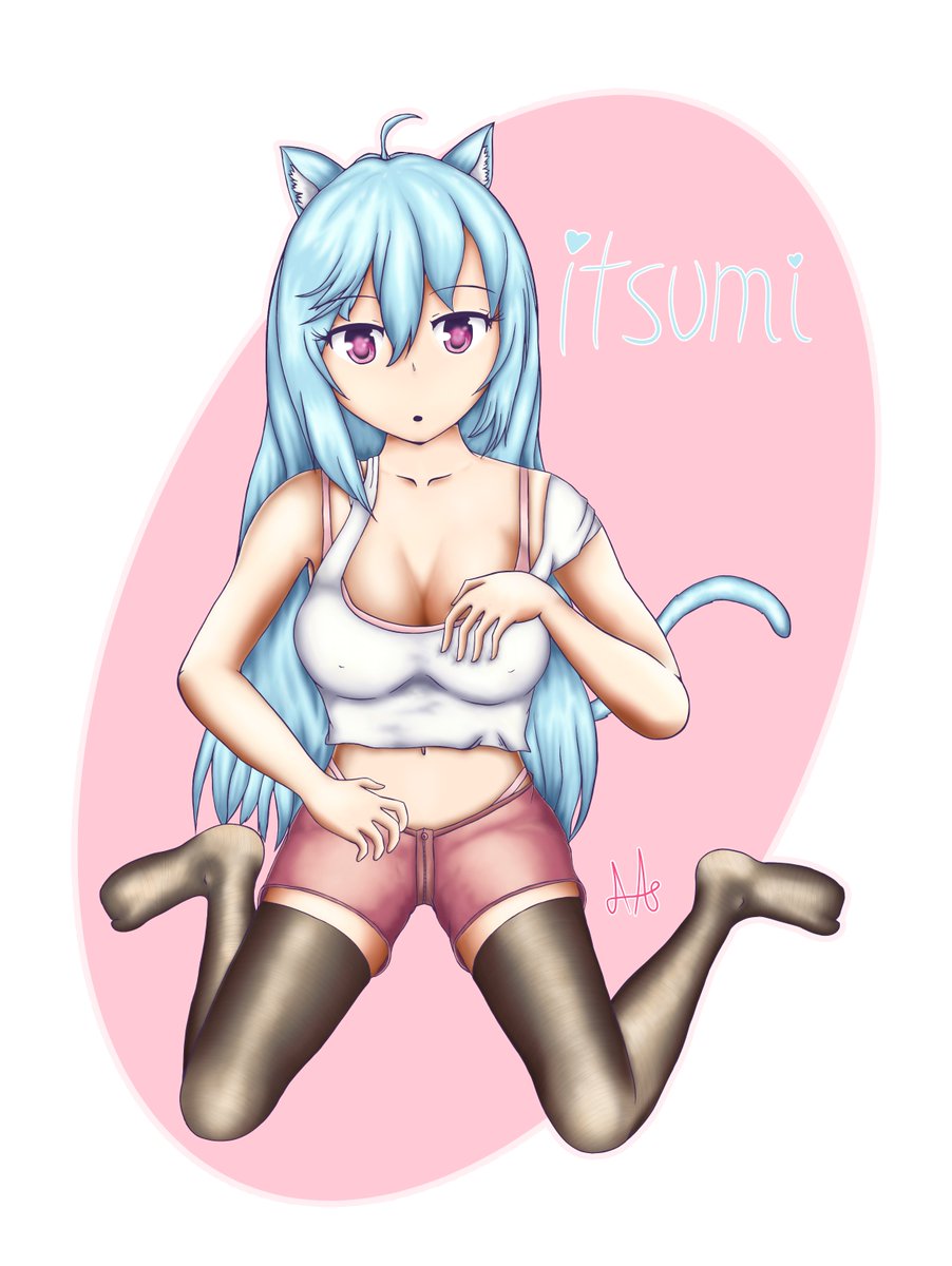 Design3DS's tweet image. Just finished drawing @KaptivateTV Original Character - Itsumi! I really like how this turned out; way better than I was expecting! It&apos;s also the first time I drew a catgirl, and doing the ears was really fun. Who knows... maybe I&apos;ll draw Nekomia too one day~ ヽ(^o^)丿
