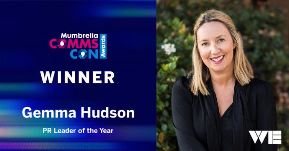 Kass_Sells's tweet photo. Congratulations to @gemmajhudson, our @WEcomms Australia CEO, for being named PR Leader of the Year by Mumbrella. #CommsConAwards #WECelebrate #WEAreWE https://t.co/UAXIB8kleH