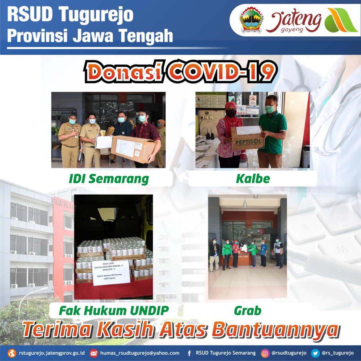 Rsud Tugurejo On Twitter Direktur Civitas Hospitalia Rsud Tugurejo Provinsi Jawa Tengah Mengucapkan Terima Kasih Kepada Para Donatur Atas Kepercayaan Yang Telah Diberikan Semoga Allah Swt Membalas Kebaikan Bapak Ibu Dengan Pahala