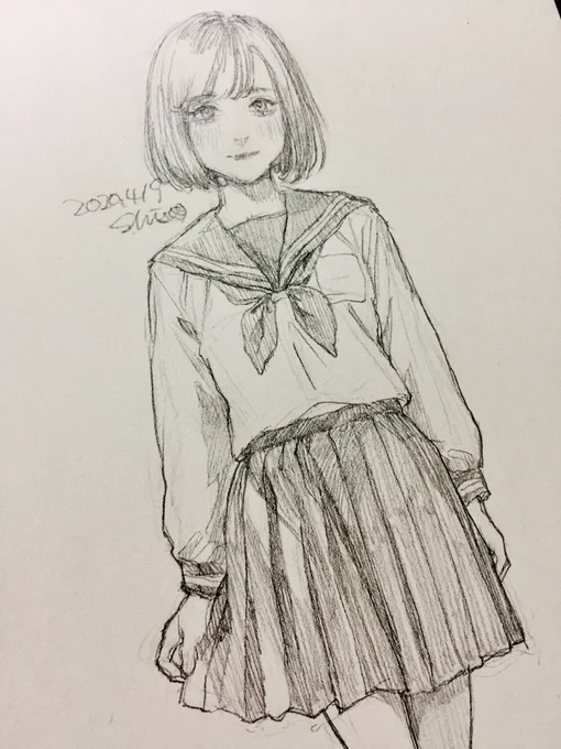 男描くとか言っておきながら気付けば女の子描いてる病気かな←スカート模写模写練習 