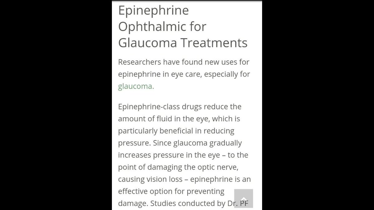 Uses of Epinephrine in Ophthalmology...One of the rarer side effects from prolonged epinephrine eye drop use is the buildup of adrenochrome deposits in the eye.  https://maranoeyecare.com/2017/05/uses-epinephrine-ophthalmology/