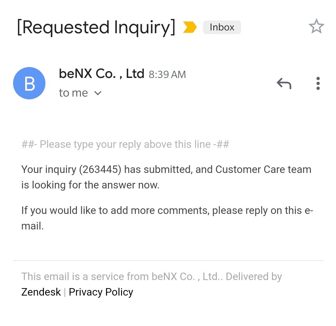 You will get a response like this from Benx co