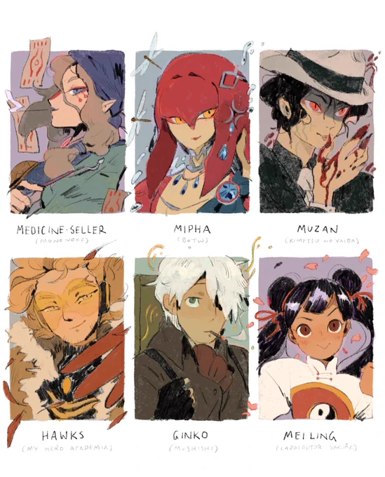 my #6fanarts! Thanks so much for the suggestions everyone- there were still more I'd love to do so hopefully I'll have time for another one soon! 
