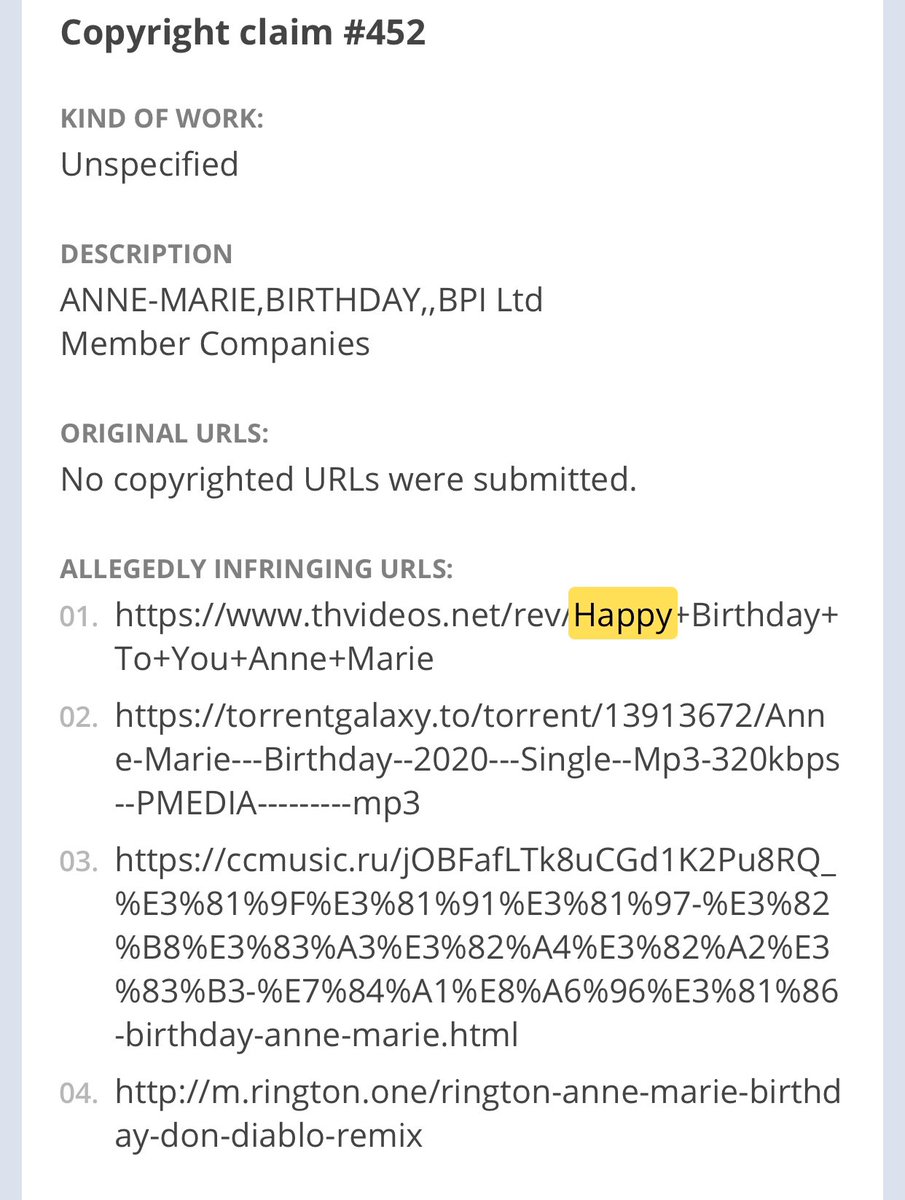 so I requested an email to see full links. so that tubget links is a JK fancam, also it contains bts-twt. claim 452 (of 500) contains Happy Birthday, but it’s Anne Marie’s song, so it’s unrelated. no links to twitter or t. co as I mentioned.