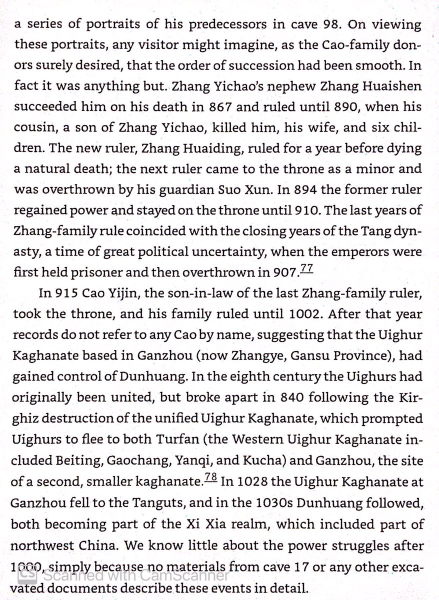 A Chinese general reconquered Gansu in 848 in name of Tang, but he was independent of the weak dynasty. He spent years successfully warring with Tibet. He was succeeded by various blood & marriage relations until the Uyghurs invaded Gansu in 1002.